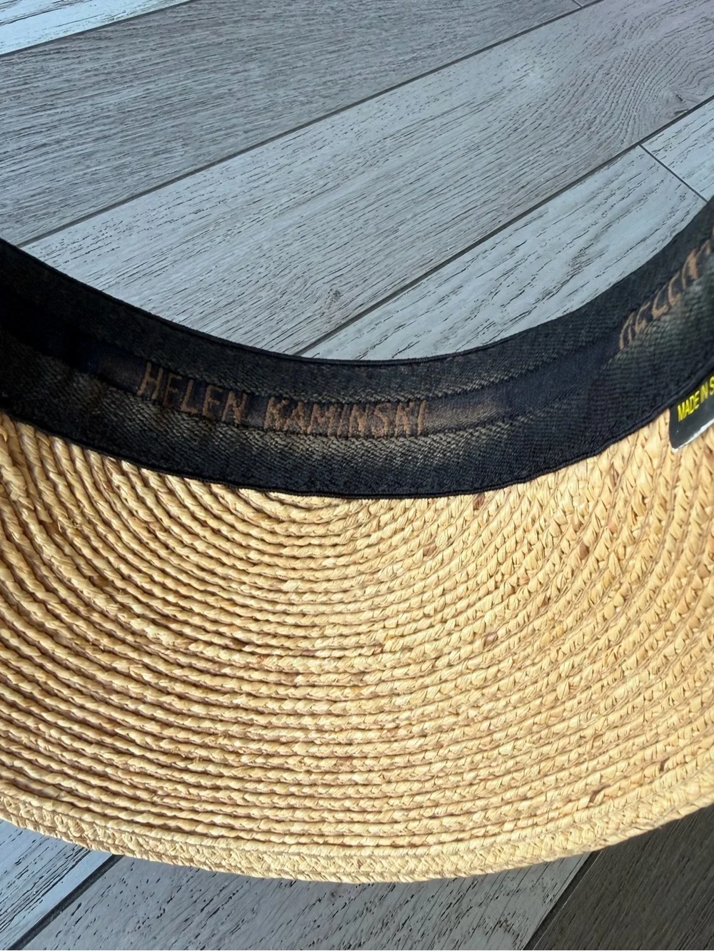 Helen Kaminski logo-embroidered raffia visor   O/S